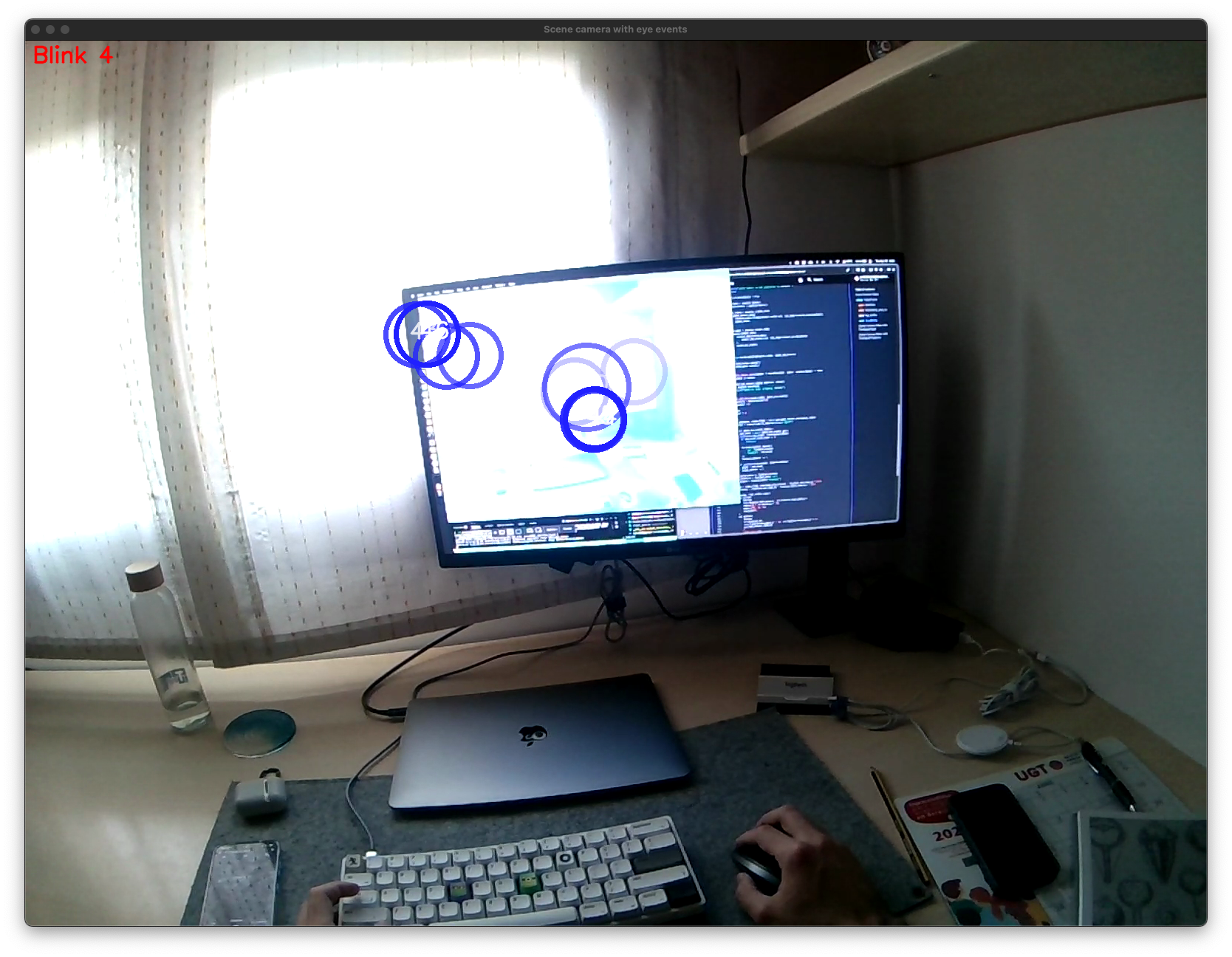 Scene camera with fixations overlay